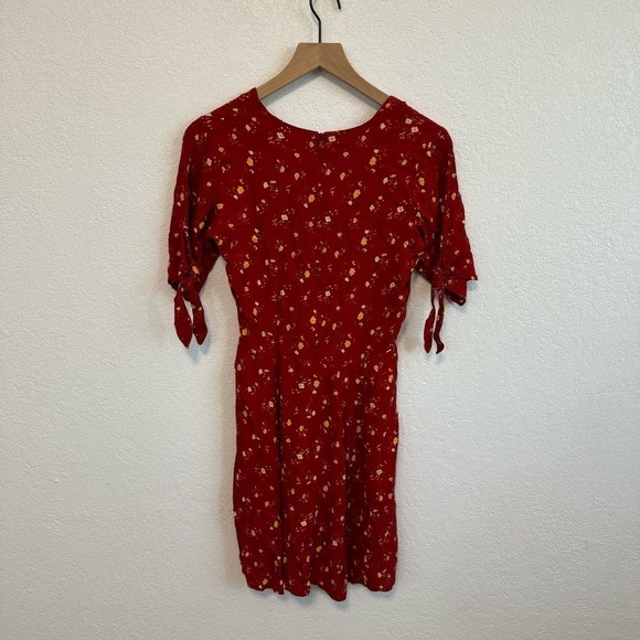 With Jean Beaucoup Floral Plunge V-Neck Short Sleeve Summer Mini Dress Red S - Picture 8 of 13